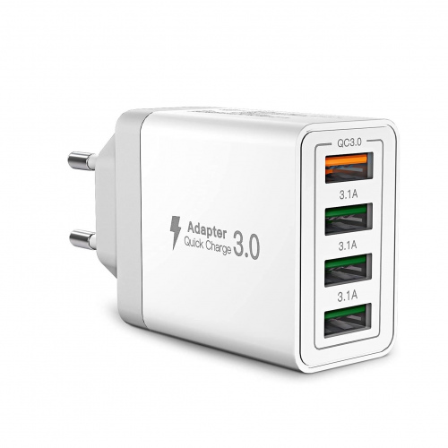 USB Ladegerät 4 Port 33W 3.0 Schnellladegerät weiß